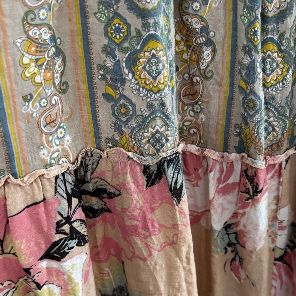 DAVI & DANI Patchwork Floral Maxi Dress - Pink and Beige - Picture 5 of 7